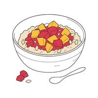 Creamy Amaranth Mango Porridge on White Background vector