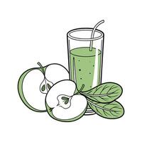 Apple Spinach Juice on White Background vector