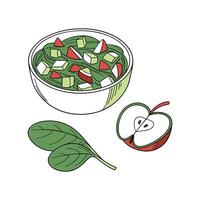Delicious Apple Spinach Puree on White Background vector