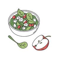 Fresh Apple Spinach Puree on White Background vector