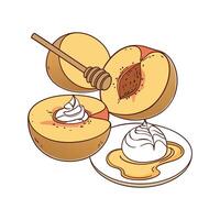 Tasty Baked Mashed Peaches With Yogurt vector