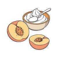 Nutritious Baked Mashed Peaches With Yogurt vector