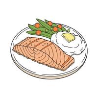 Nutritious Baked Salmon With Mashed Potatoes vector