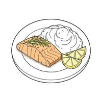 Wholesome Baked Salmon With Mashed Potatoes vector