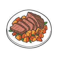 Nutritious Beef Sweet Potato Blend Savory Dish vector
