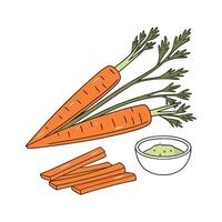 Nutritious Boiled Carrot Sticks Healthy Snack vector