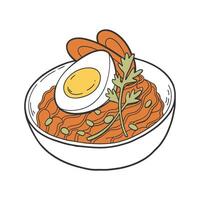 Delicious Mashed Carrots with Boiled Egg Yolk vector
