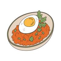 Nutritious Boiled Egg Yolk with Mash Carrots vector
