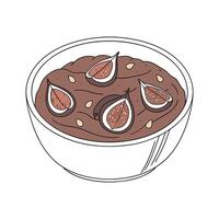 Nutritious Buckwheat Fig Puree Creamy Dish vector