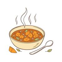 Nutritious Butternut Squash Brown Rice Soup vector