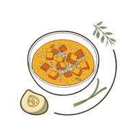 Nutritious Butternut Squash Brown Rice Soup Recipe vector