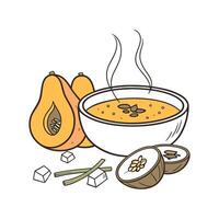 Nutritious Butternut Squash Coconut Soup. vector
