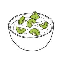 Nutritious Greek Yogurt with Mashed Kiwi. vector