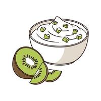 Yummy Greek Yogurt with Mashed Kiwi for Healthy Snacking vector