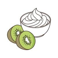 Creamy Greek Yogurt with Mashed Kiwi for Nutritious Meals vector