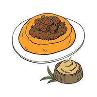 Yummy Ground Beef and Butternut Squash Puree for Kids vector