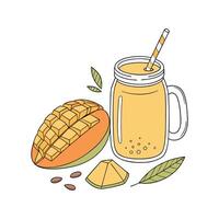 Nutritious Mango Oat Milk Smoothie Healthy Beverage vector