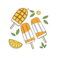Delicious Mango Yogurt Popsicles Flavorful Treat vector