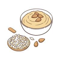 Nutritious Mashed Almond Butter Oats for Healthy Meals vector