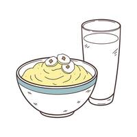 Creamy Mashed Banana Kefir Drink for Nutritional Meals vector