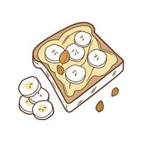 Yummy Mashed Banana Peanut Butter Toast for Healthy Snacking vector