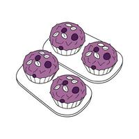 Nutritious Mashed Blueberry Oat Bites Healthy Treat vector