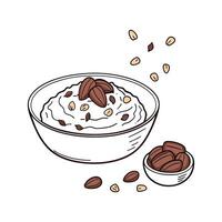 yogurt with nuts and seeds in bowl illustration illustration vector