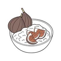Nutritious Mashed Fig Oats Healthy Treat vector