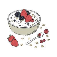 Nutritious Mashed Oatmeal Berries Healthy Delight vector