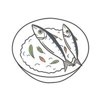 Savory Mashed Sardines Rice Quick Snack vector
