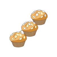 Nutritious Mini Soft Whole Wheat Muffins with Oats for Healthy Snacks vector
