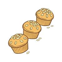 Yummy Mini Soft Whole Wheat Muffins with Oats for Healthy Snacking vector
