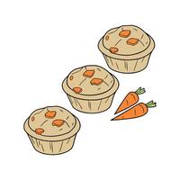 Creamy Mini Whole Wheat Muffins with Mashed Carrots for Nutritional Meals vector