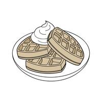 Creamy Mini Whole Wheat Waffles with Yogurt for Nutritional Meals vector