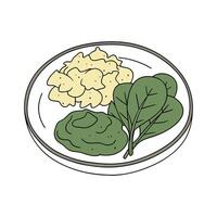 Delicious Scrambled Egg with Spinach Mash for Kids vector