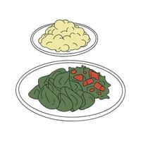 Yummy Scrambled Egg with Spinach Mash for Healthy Snacking vector