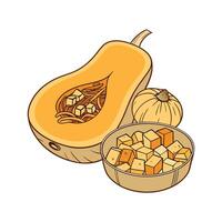 Delicious Soft Cooked Butternut Squash Cheese Flavorful Delight vector