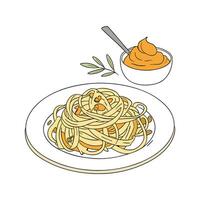 Creamy Soft Cooked Pasta with Mashed Butternut Squash for Nutritional Meals vector