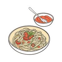 Yummy Soft Cooked Whole Wheat Pasta with Tomato Mash for Healthy Snacking vector
