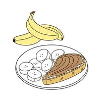 Delicious Soft Mashed Banana with Peanut Butter for Kids vector
