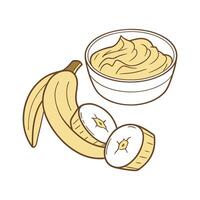 Nutritious Soft Mashed Banana with Peanut Butter for Older Babies vector