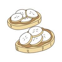 Yummy Soft Mashed Banana with Peanut Butter for Healthy Snacking vector