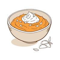 Delicious Soft Mashed Pumpkin with Coconut Cream for Kids vector