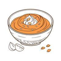 Nutritious Soft Mashed Pumpkin with Coconut Cream for Healthy Treats vector