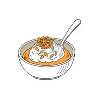 Yummy Soft Mashed Pumpkin with Coconut Cream for Healthy Snacking vector