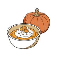 Creamy Soft Mashed Pumpkin with Coconut Cream for Nutritional Meals vector