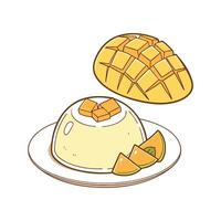 Nutritious Soft Rice Mango Pudding Healthy Dessert vector
