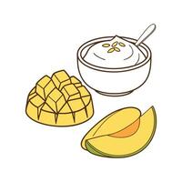 Delicious Soft Rice Mango Pudding Flavorful Delight vector