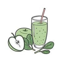 Tasty Spinach Apple Juice Healthy Treat vector