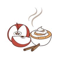 Yummy Steamed Apple with Cinnamon Yogurt for Healthy Snacking vector